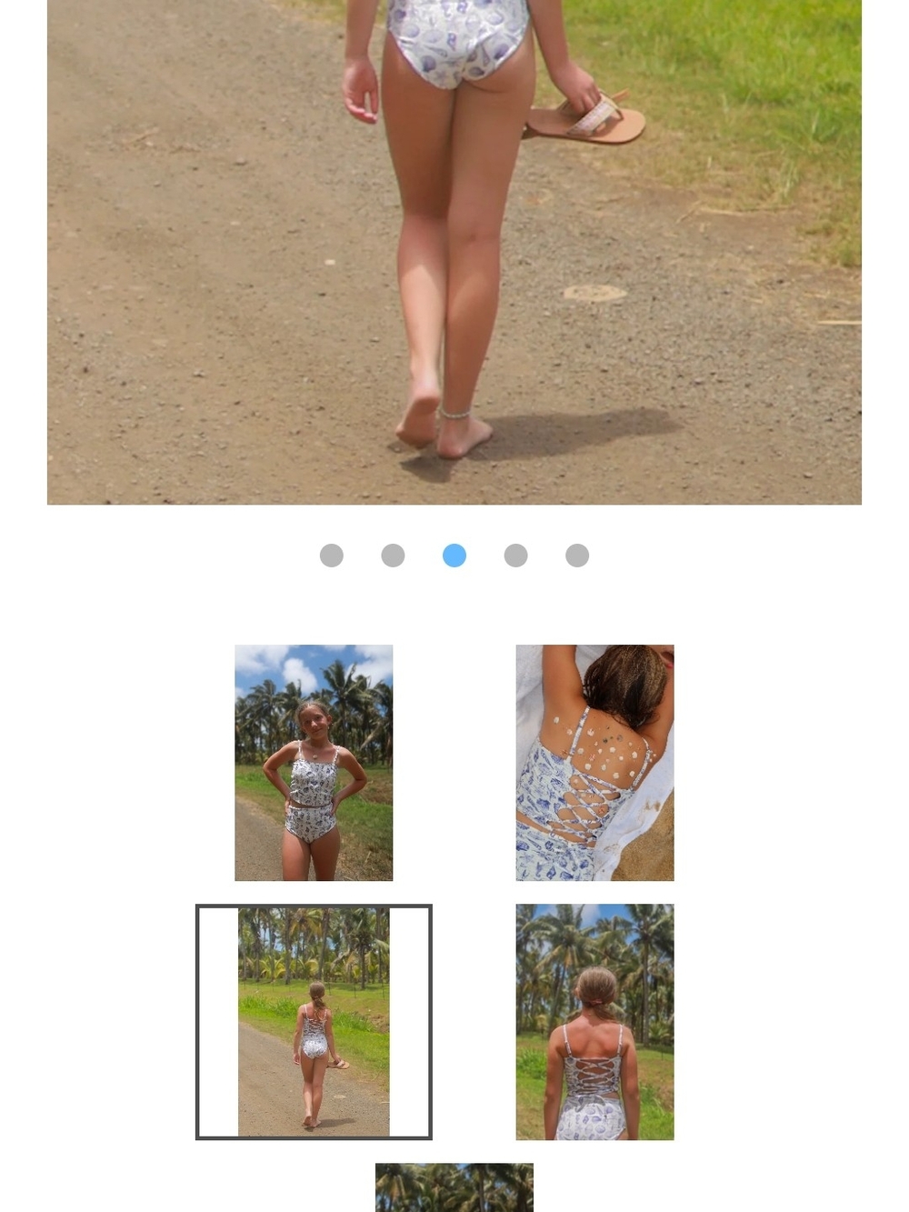 Rad Swim Tankini - White & Light Blue Saylor Sea Prin Lace-Up Swimsuit
